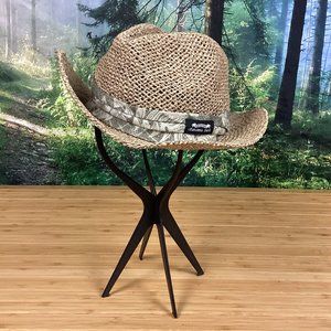 Panama Jack Straw Hat Teal Floral Band S/M